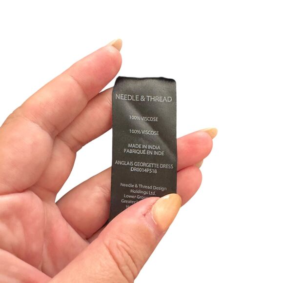 NEEDLE & THREAD Lace Ruffled‎ Wrap Midi Dress Black Sz 6 - Picture 7 of 7